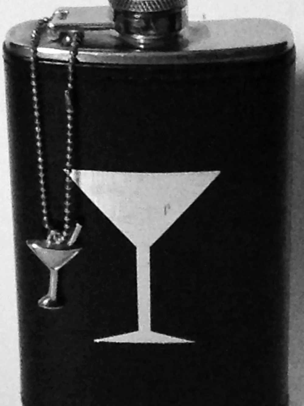 Whiskey Flask 5 Oz Martini Emblem & Charm Stainless Steel